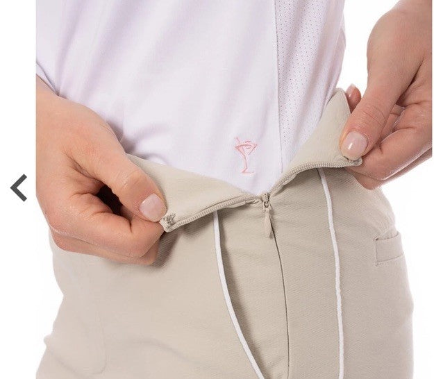 $158 Golftini Ankle Pant Side Stripes Golf Pants- Khaki/White-Large-New Tags