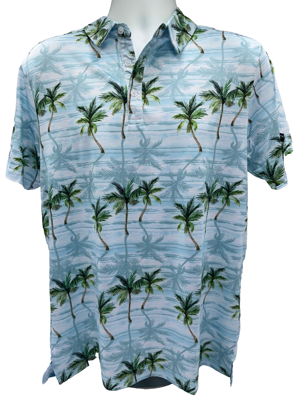 $40 Yatta Golf Men’s 3 Button Polo Shirt - Makani Olu Olu Print - Medium - New