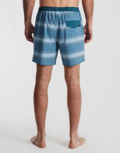 $66 Roark Men’s Shorey 16” Elastic Waist Trunks-Herringbone Cosmica-Large-New