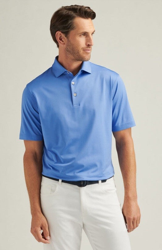 $100 Peter Millar Men’s Golf Jersey Polo Shirt -Maritime Blue - Large -New Tags