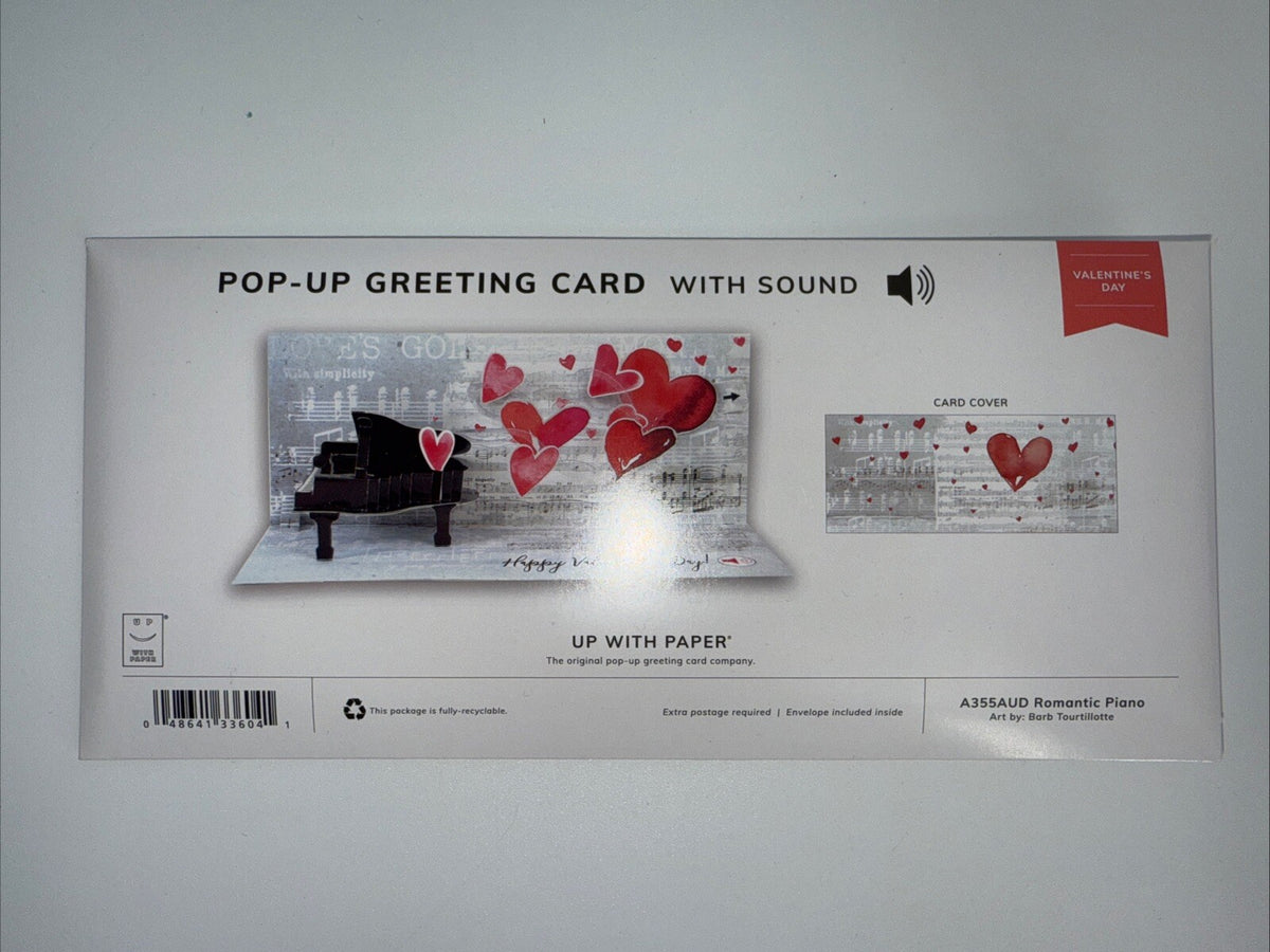 Lot Of 2 Up With Paper Valentine’s Day Cards Love Piano With Sound,Heart Pop-up