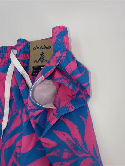 $70 Chubbies The Palm Springers 5.5" Inseam Swim Trunks-Pink/Blue-Small-New Tag