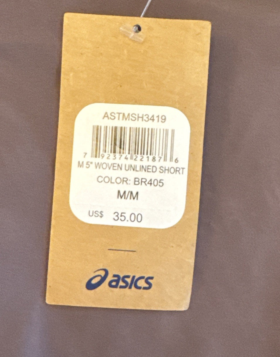 ASICS Men’s Athletic 5" Woven Unlined Shorts- Peppercorn- Size: Medium -New