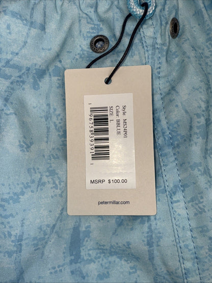 $100 Peter Millar Men’s Tropical Stingray Swim Trunks - Blue- Large- NWT