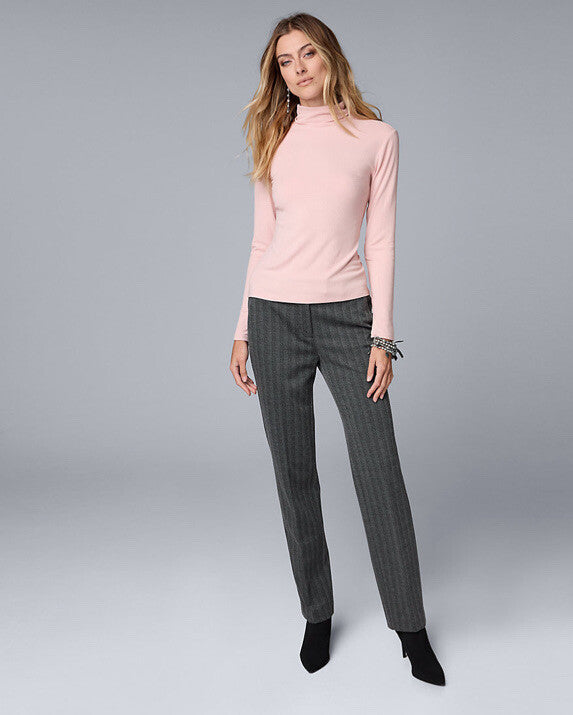 Simply Vera Wang  Essential Ribbed Turtle Neck Shirt Top-Rose-Large-New Tag$36