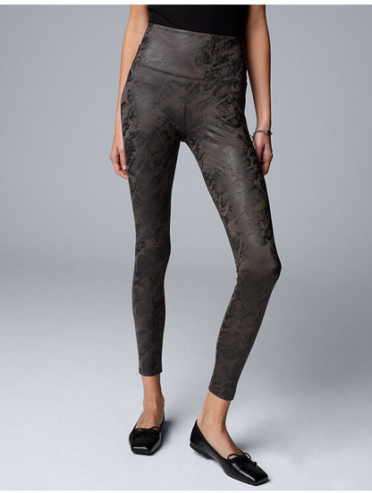 Simply Vera Wang Pants Women’s Faux Leather  Leggings-Charcoal Snake - Small-New