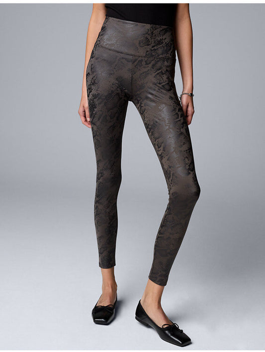 Simply Vera Wang Pants Women’s Faux Leather  Leggings-Charcoal Snake - Small-New