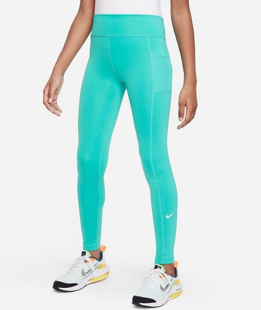 New Nike Girls 7-16 Dri-FIT One-Rise Leggings- Clear Jade White-Size-L -NWT $40