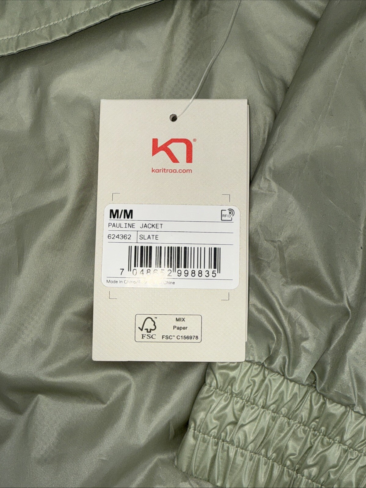 $120 Kari Traa Women’s Pauline Jacket Rain/Run Training-Slate Green- Medium- New