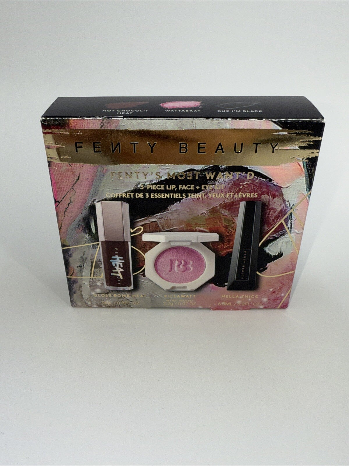 Fenty Most Want'd 3 Piece Lip Face Eye Kit Holiday Gift Set Gloss Bomb NIB