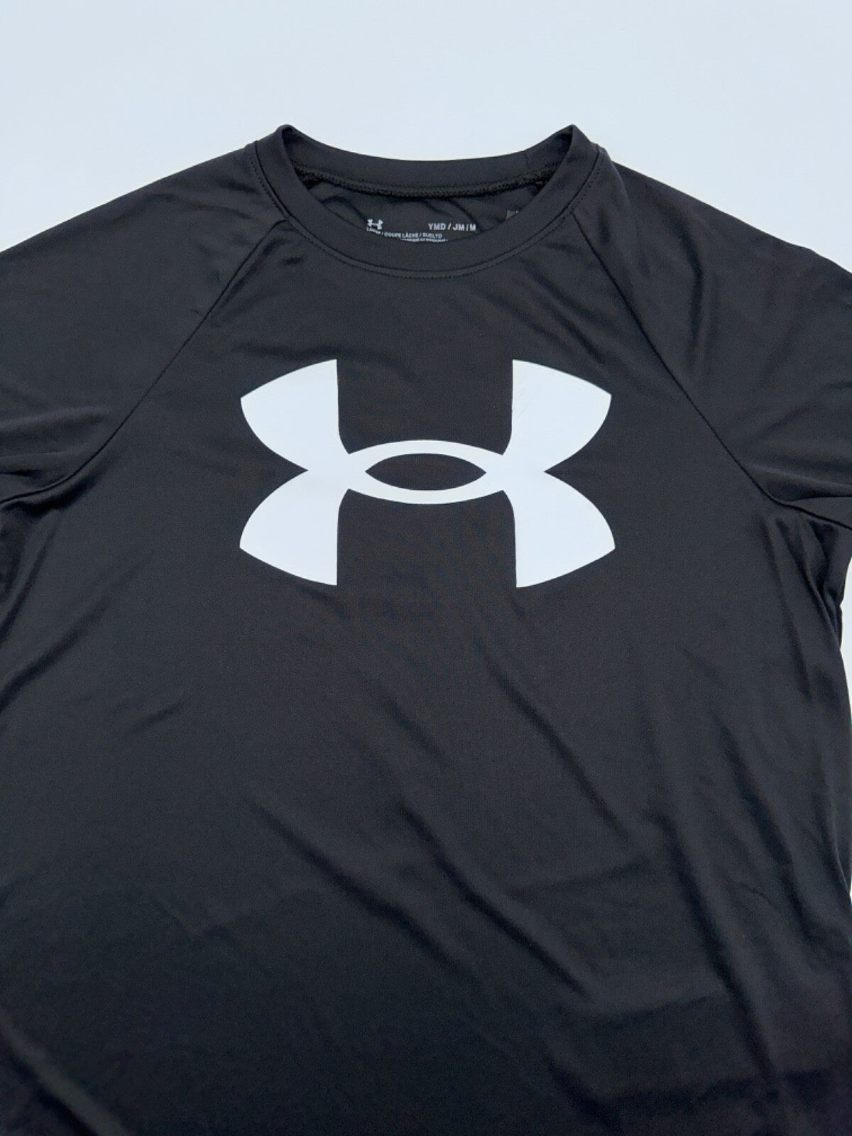 Under Armour Boy's UA Tech Big Logo Short Sleeve Shirt- Black-Medium-New Tag