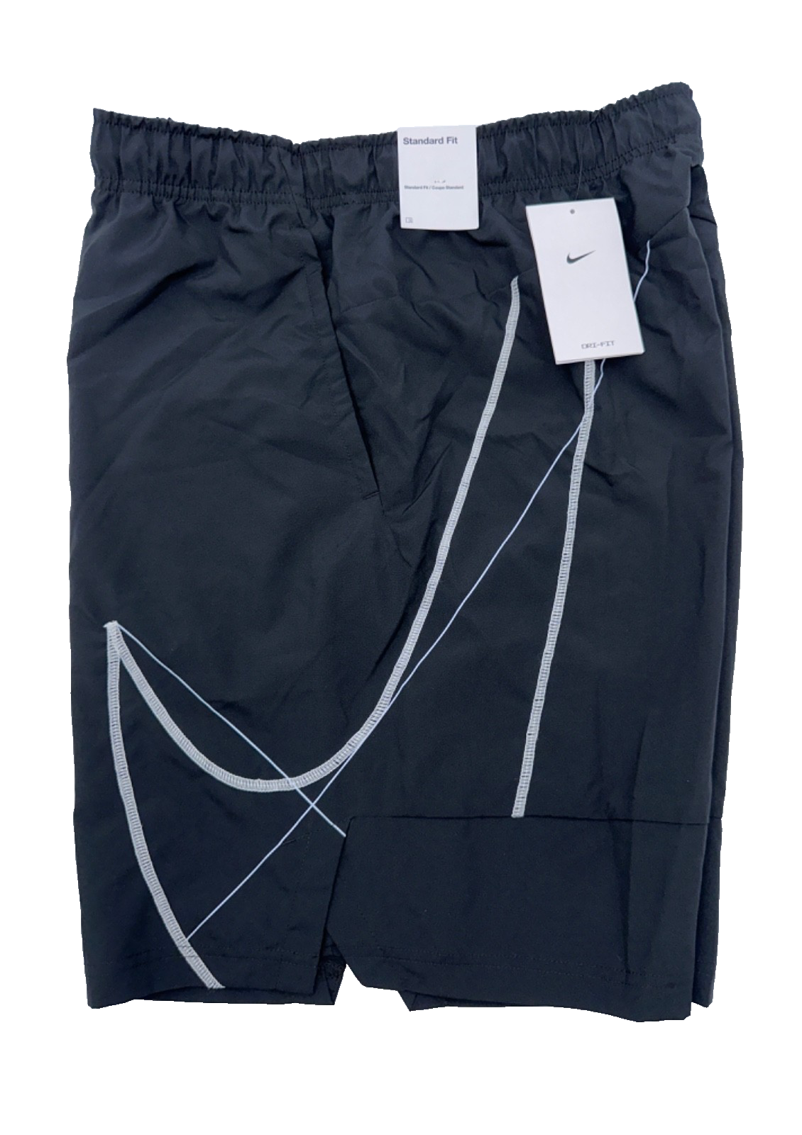$45 Nike Men's Dri-FIT Q5 Flex Woven Shorts 9” - Black/White - Large - New