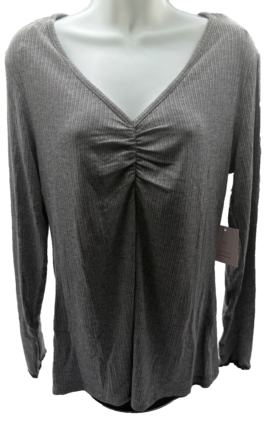 LC Lauren Conrad Women’s- Cozy Longsleeve Shirt- Grey- Large-New Tag