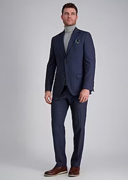 Haggar Men's Windowpane Tailored Fit Suit Separate Pants -Blue Heather- 32W 30L