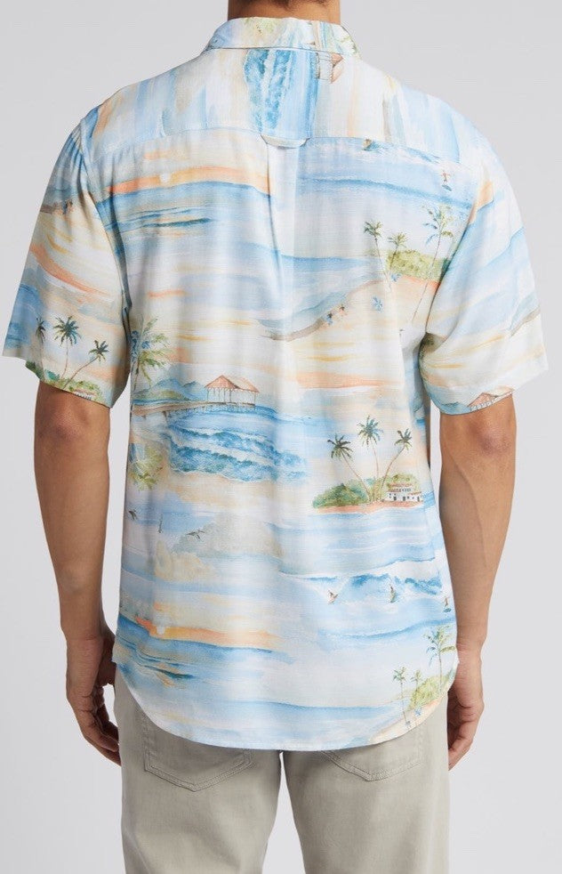 $118 Tommy Bahama Men’s Veracruz Cay Isle Vista Shirt- Ivory Multi- Medium-NEW