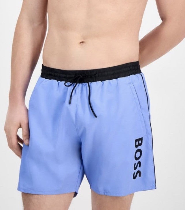 $58 Hugo Men’s- Boss/Hugo Men's Sawfish Drawstring Swim Trunks- Blue -Large-New