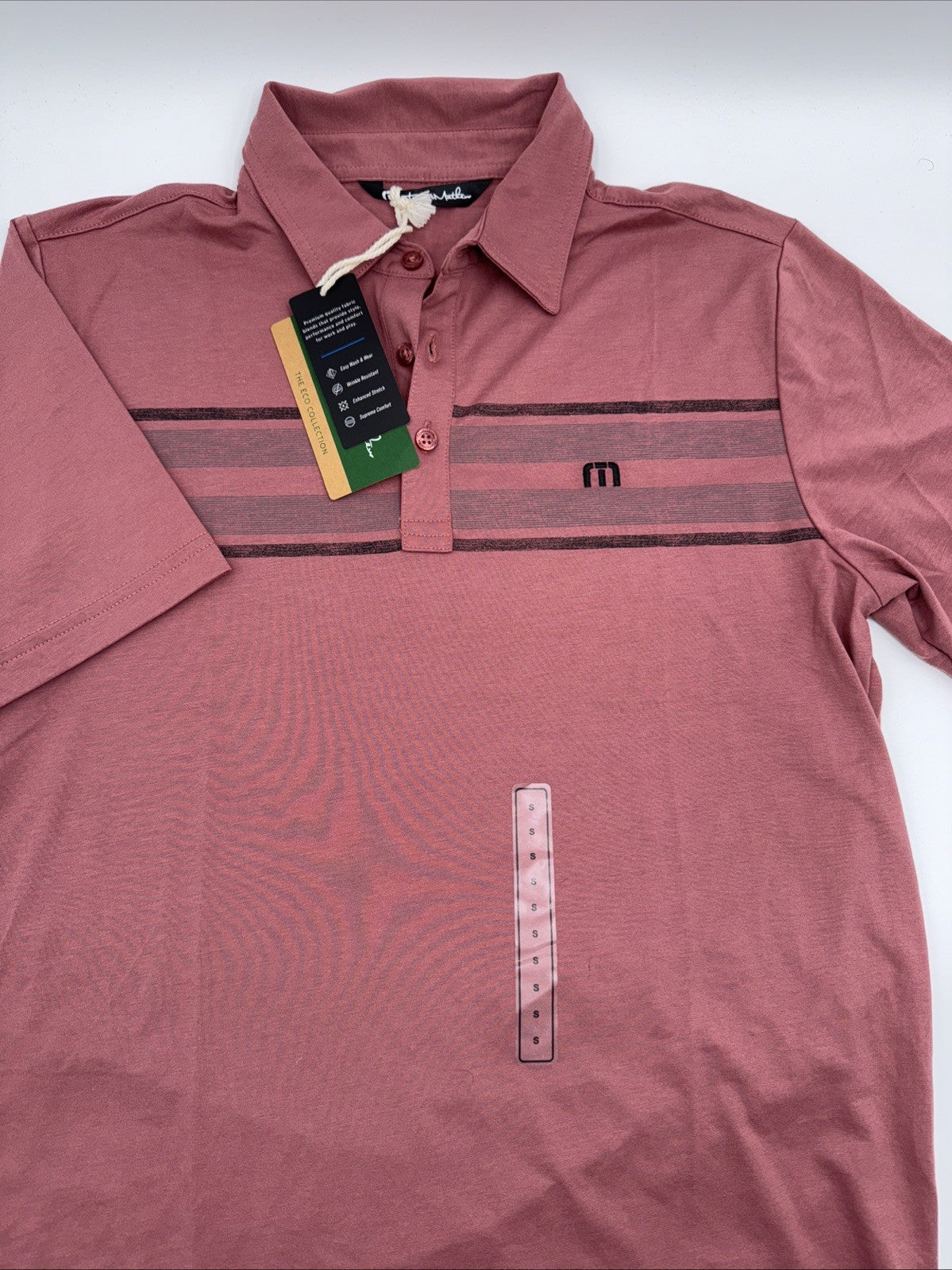 $98 Travis Mathew Men’s Red River Golf Polo Shirt- Roan Rouge-Small - New Tags