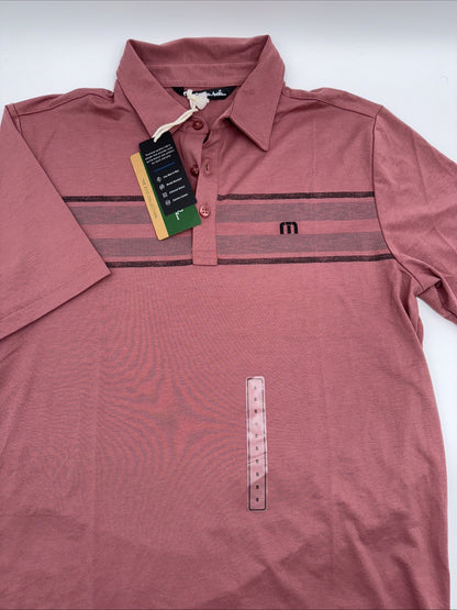 $98 Travis Mathew Men’s Red River Golf Polo Shirt- Roan Rouge-Small - New Tags