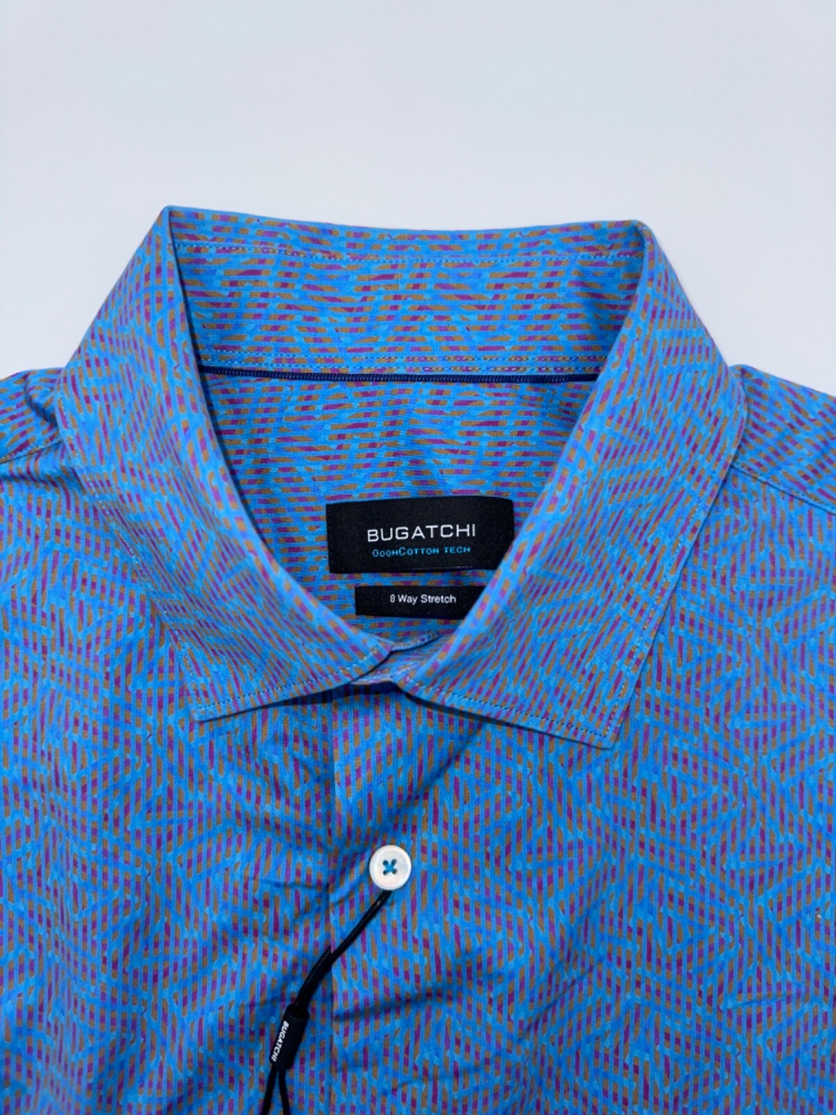 $149 Bugatchi Men's Long Sleeve Button Down Shirt - Blue/Orange/Purple - Medium