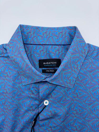 $149 Bugatchi Men's Long Sleeve Button Down Shirt - Blue/Orange/Purple - Medium
