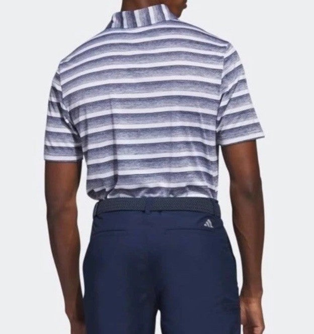 $60 Adidas Men’s Two Color Stripe Polo Shirt- Collegiate Navy-Size: Medium-New