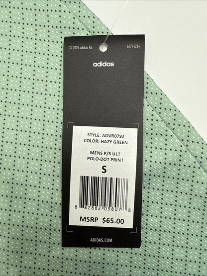 $65 Adidas Men’s Dot Print Golf Polo Shirt UPF 50- Hazy Green - Small -New
