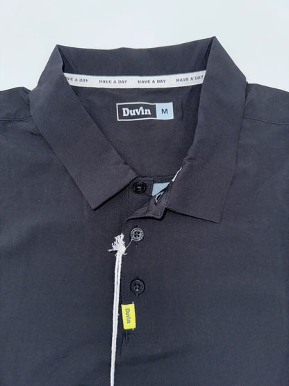 $69 Duvin Men’s Mingo Design Short Sleeve Button Up Polo - Black - Medium - New