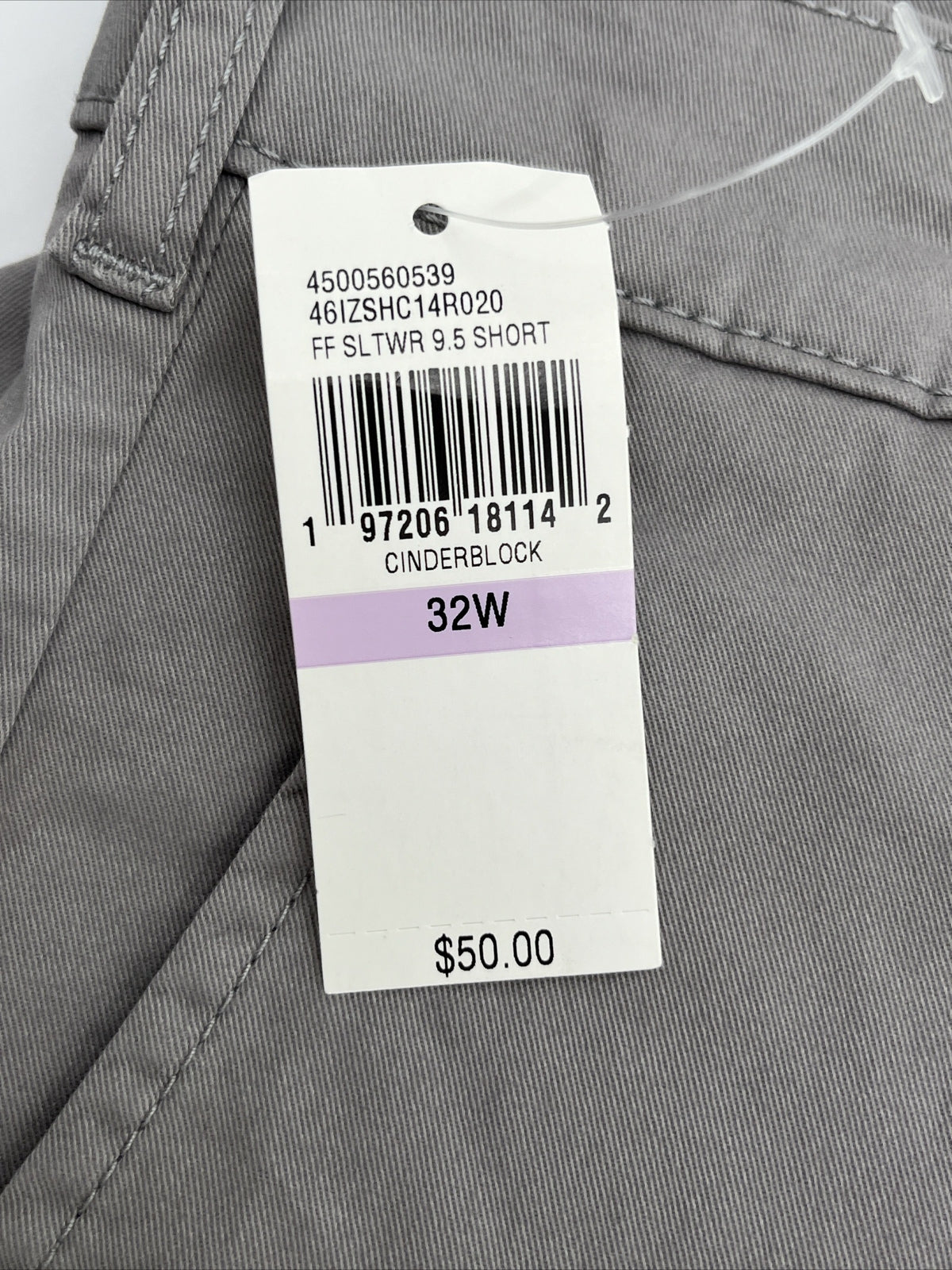 $50 Izod Men’s Classic Chino Saltwater 9.5” Shorts -Cinderblock Taupe-32W-New