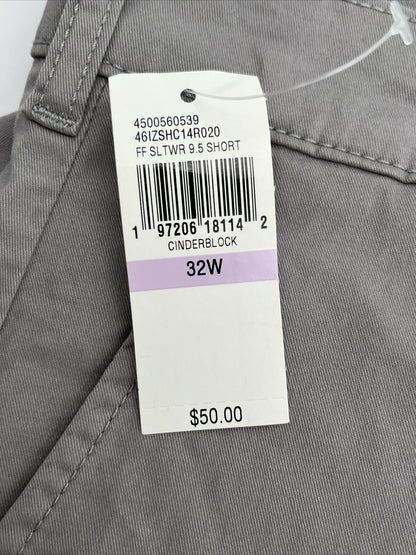 $50 Izod Men’s Classic Chino Saltwater 9.5” Shorts -Cinderblock Taupe-32W-New