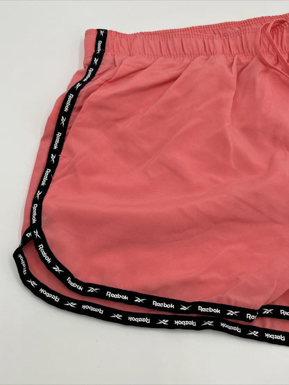$45 Reebok Women's Track Running Shorts Relaxed Fit Mid-Rise-Strawberry-Large