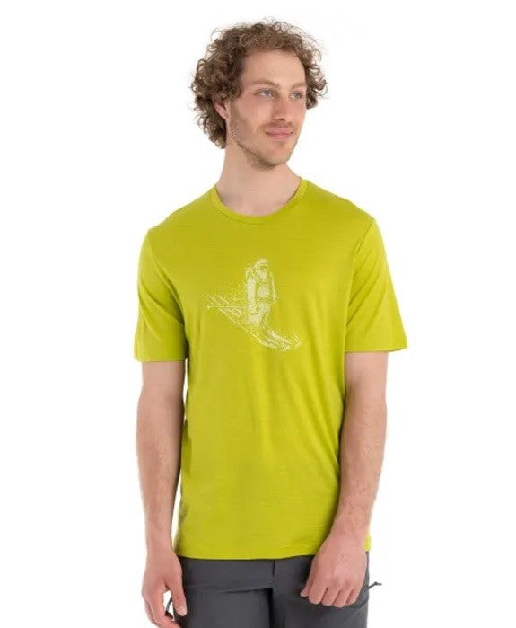 Icebreaker Men’s Tech Lite Short Sleeve Skiing Yeti T-Shirt - Bio Lime- Small