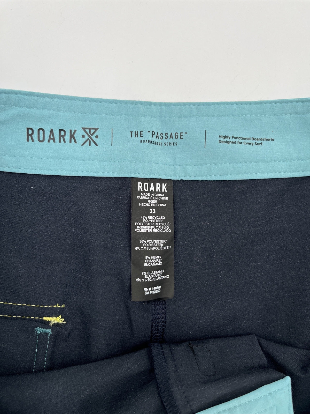 $69 Roark Men’s Passage Panel Batik 17” Boardshorts-D.Navy Black -Size: 33W-New