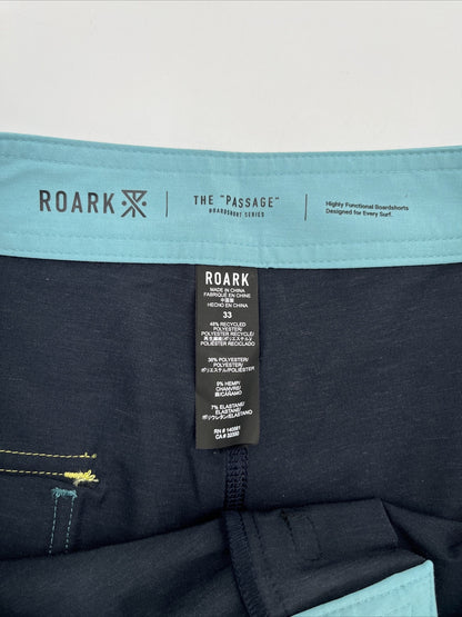 $69 Roark Men’s Passage Panel Batik 17” Boardshorts-D.Navy Black -Size: 33W-New