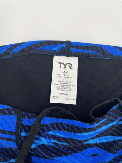 $60 TRY Men's Crypsis All-Over Jammer Swimsuit - Blue / Black- Size: 32- New Tag