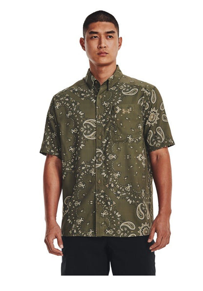 $55 Under Armour Men’s UPF 30 Dockside Button Down Shirt-Tent Khaki -Medium -New