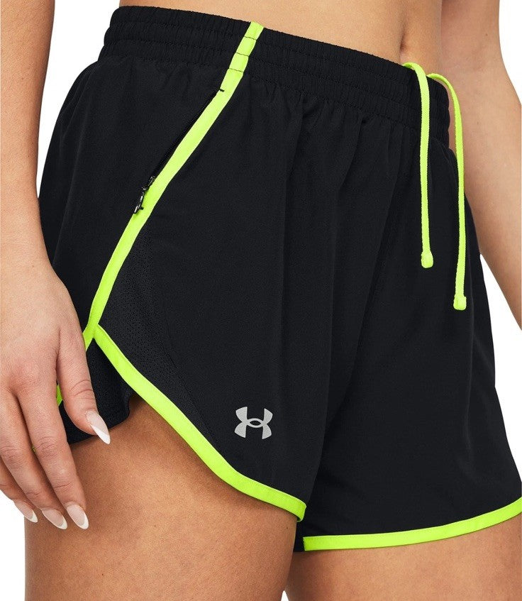 Under Armour Women’s Running Shorts 3 Inch Lightweight Zip Pocket-Black- Medium