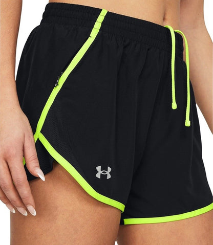 Under Armour Women’s Running Shorts 3 Inch Lightweight Zip Pocket-Black- Medium