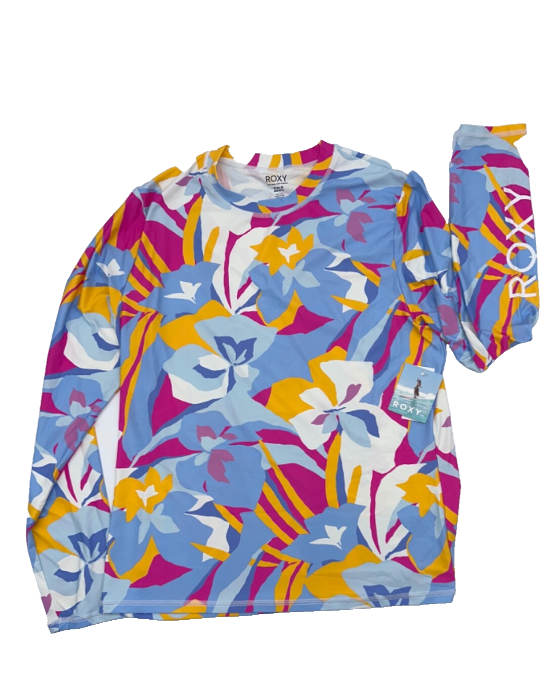 $60 Roxy Women’s Long Sleeve Rash Guard Top - Multi Color - Medium- New