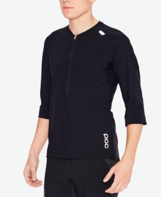 $160 POC Men’s Resistance Enduro Cycling Jersey Zip Neck 3/4 Sleeve-Black-Medium