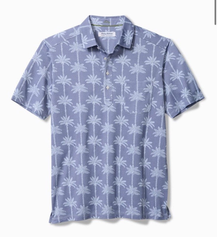 $118 Tommy Bahama Men’s San Lucio Palm Lane Polo Shirt-Blue Hawaiian-Medium-New