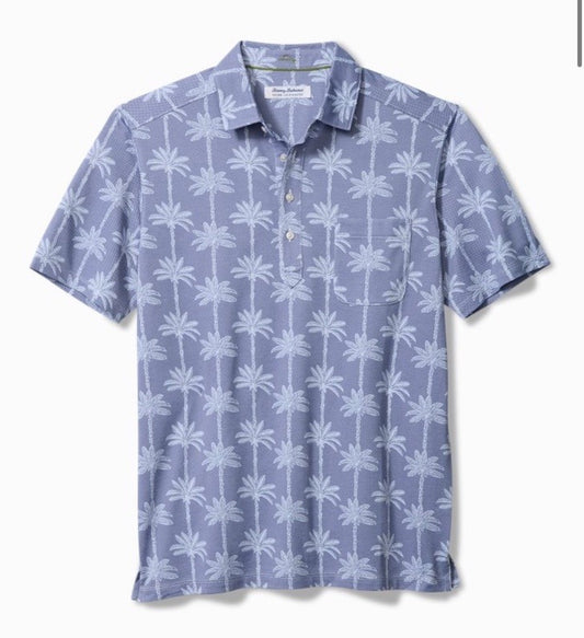 $118 Tommy Bahama Men’s San Lucio Palm Lane Polo Shirt-Blue Hawaiian-Medium-New