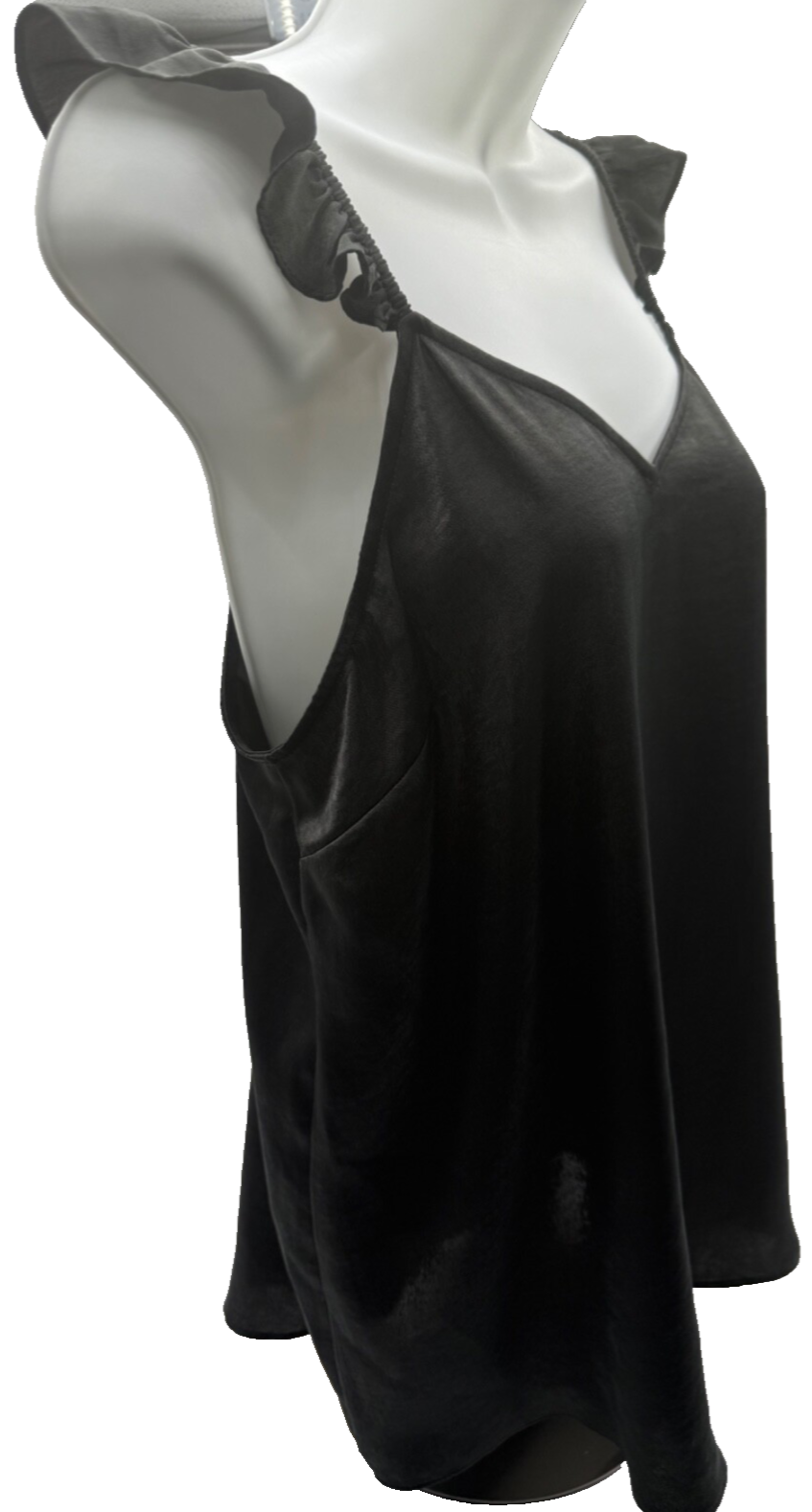 Lauren Conrad Women’s-Scallop Ruffle Tank Top -Pirate Black-Medium-New Tag