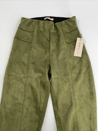 $119 Three Dots Women’s Sofia Front Seem Pull On Pants- Green Moss -Large -New