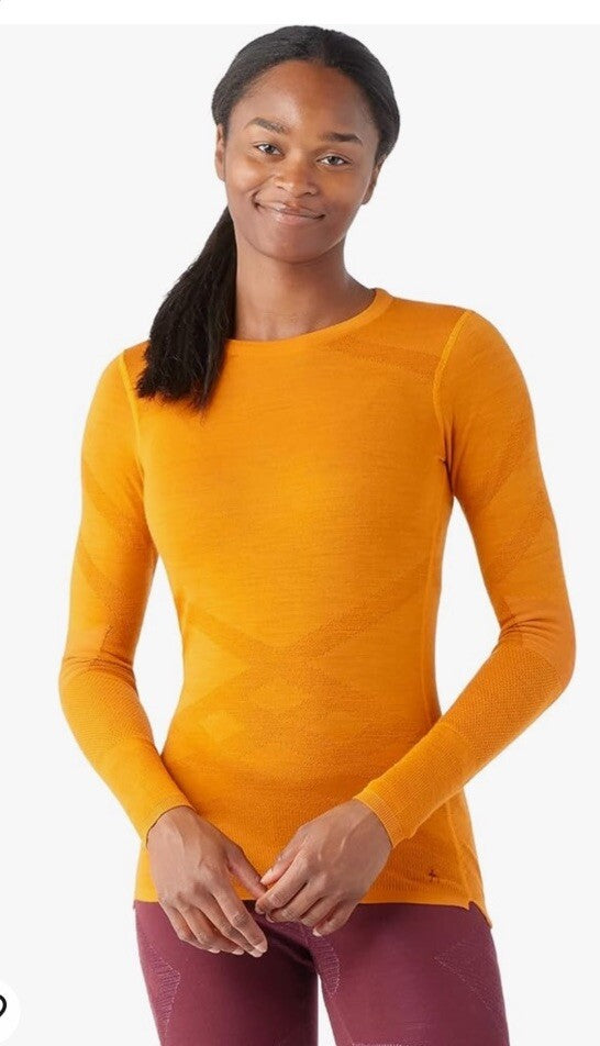 $130 Smartwool Women’s Intraknit Merino Base Layer Crew-Marmalade-Small-New Tag