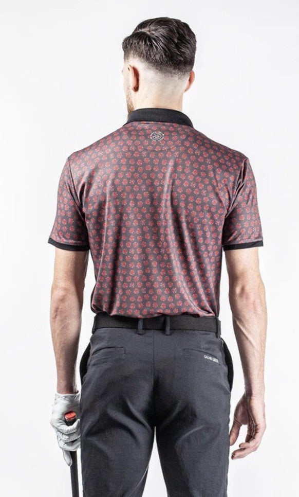 $100 Galvin Green Men’s Forged Iron Golf Shirt Murphy Polo- Grey/Red-Medium-New