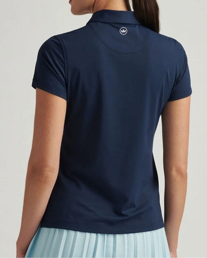 $95 Peter Millar Women's Sun Protection UPF 50+ Golf Polo Shirt-Navy-XSmall -New