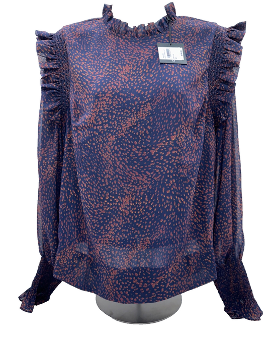 $178 Joes Jeans Women's Micro Animal Print Top - Navy - Medium - New With Tags