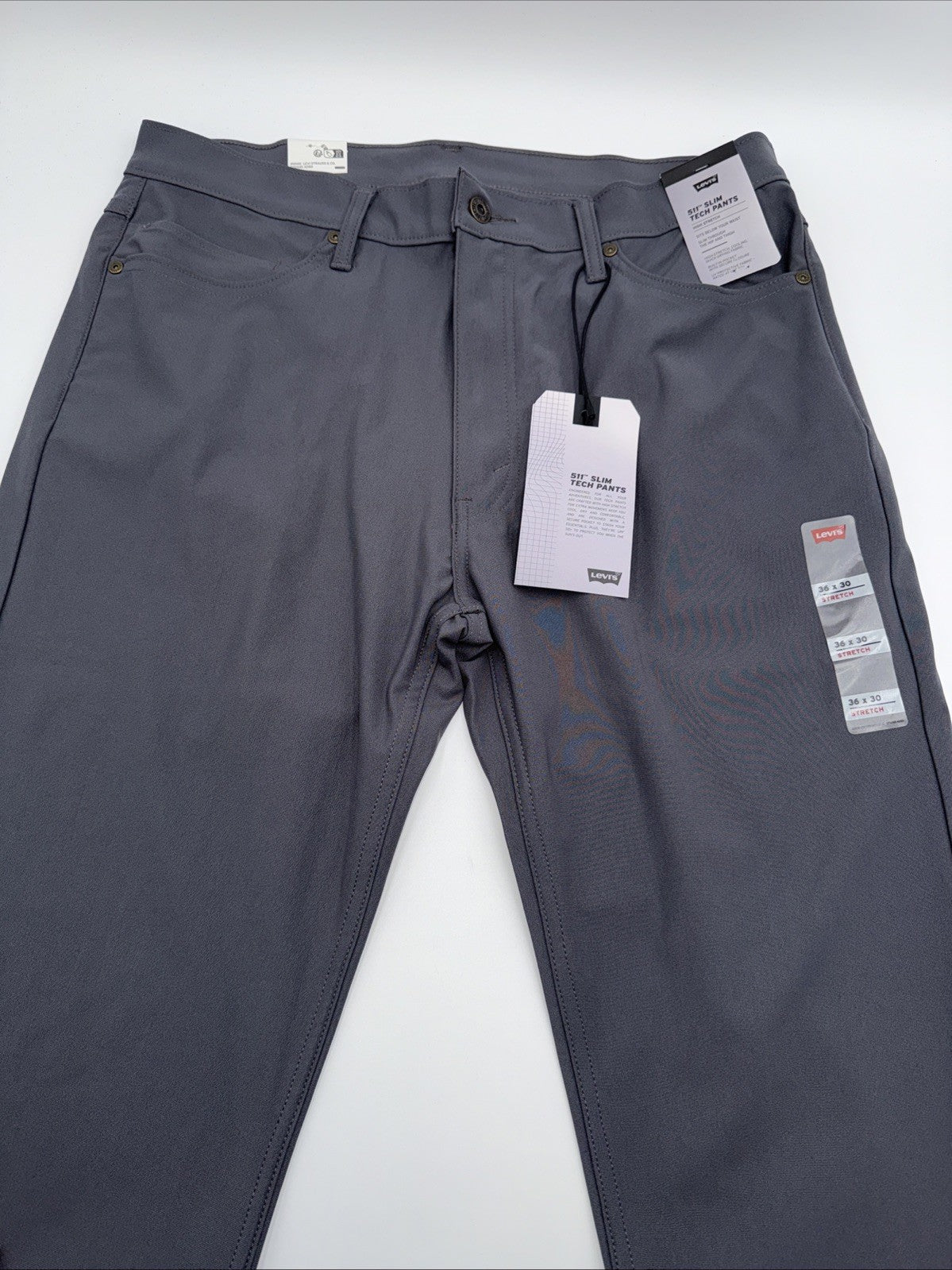$70 Levi's Men's 511 Slim Tech Pants Stretch A92130010- Grey- 36W 30L - New Tag