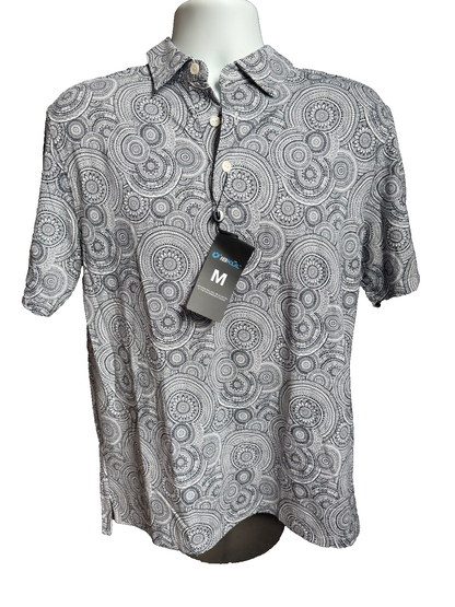 $100 IBKUL Men’s-Pricilla Printed Polo-Black/White-Medium-New Tag