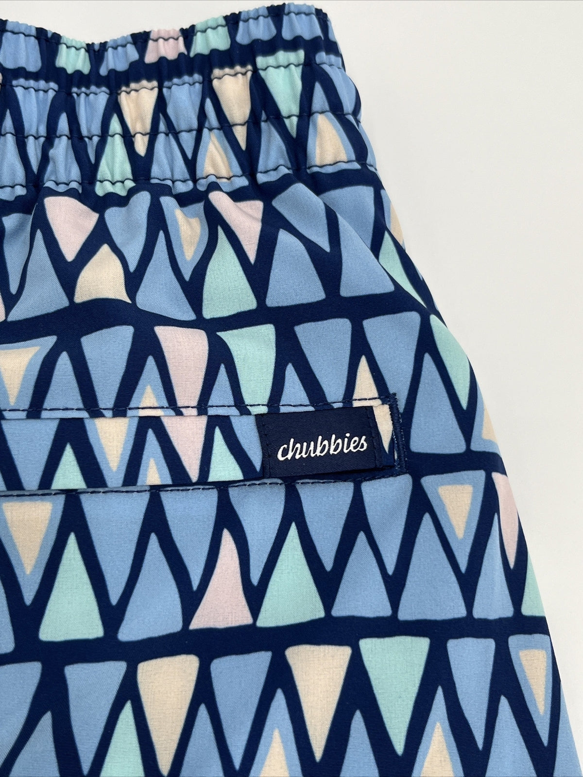 Chubbies Men's Stretch Swim Trunks 7”- The Triangu laters-Blue- Small -New $80